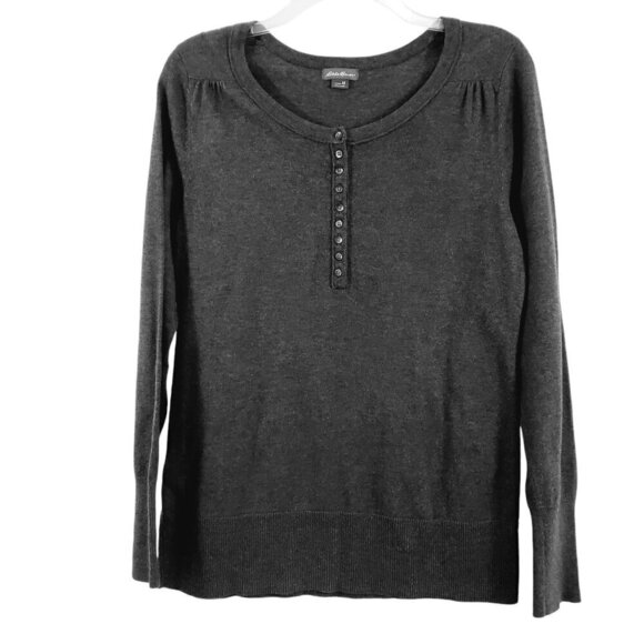 Eddie Bauer Women’s Grey Lightweight Crew Neck Pullover Sweater  – Size Medium - Picture 5 of 13